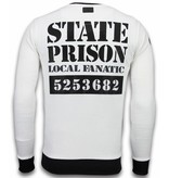 Local Fanatic State Prison Bad Mouse Rhinestone - Herrtröjor - 6080W - Vit