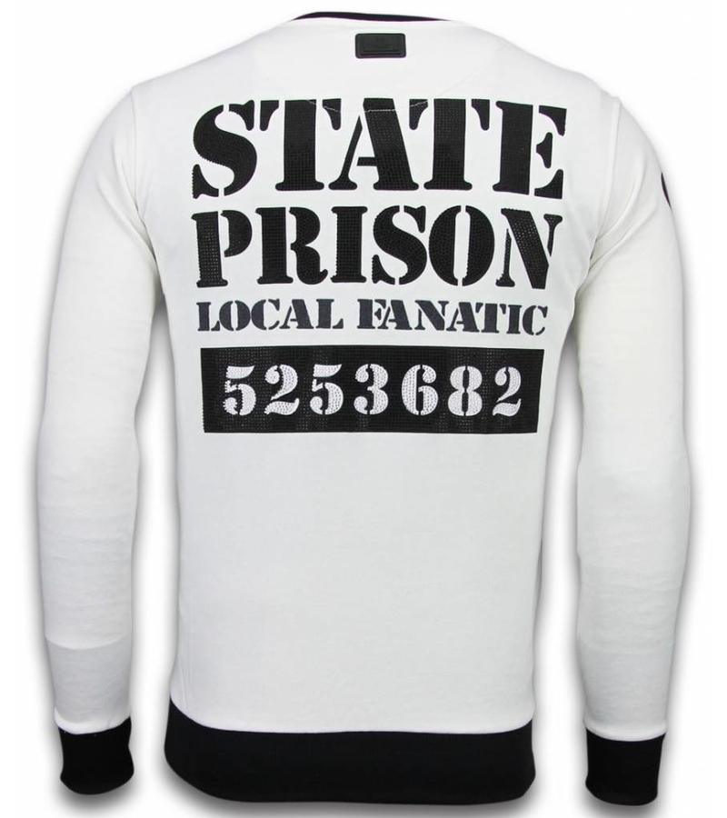 Local Fanatic State Prison Bad Mouse Rhinestone - Herrtröjor - 6080W - Vit