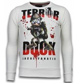 Local Fanatic Terror Duck  Rhinestone Sweater - Män Tröjor - 6173W - Vit