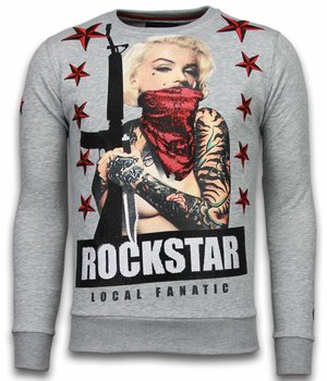 Local Fanatic Marilyn Rockstar Rhinestone - Man Tröja - 6006G - Grå