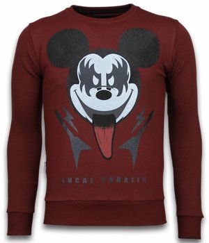 Local Fanatic Kiss My Mickey Rhinestone - Sweatshirt Herr - 5912B - Bordeaux