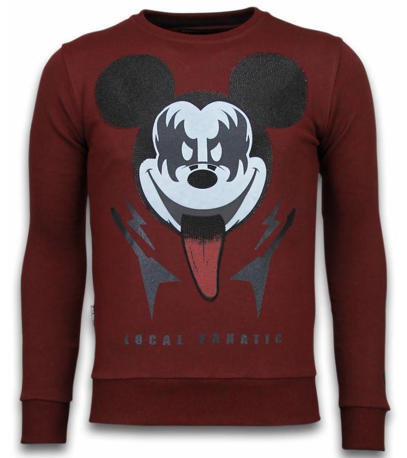 Local Fanatic Kiss My Mickey Rhinestone - Sweatshirt Herr - 5912B - Bordeaux