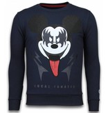 Local Fanatic Kiss My Mickey Rhinestone - Herr Sweatshirt - 5912N - Mörkblå