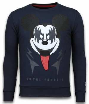 Local Fanatic Kiss My Mickey Rhinestone - Herr Sweatshirt - 5912N - Mörkblå