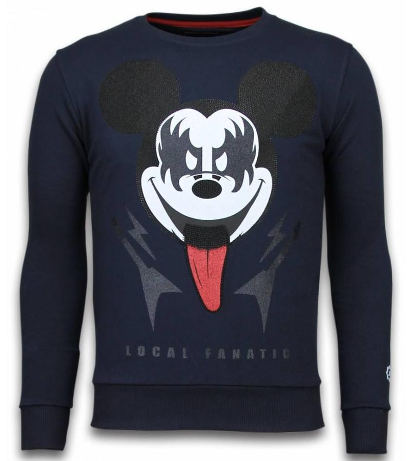 Local Fanatic Kiss My Mickey Rhinestone - Herr Sweatshirt - 5912N - Mörkblå