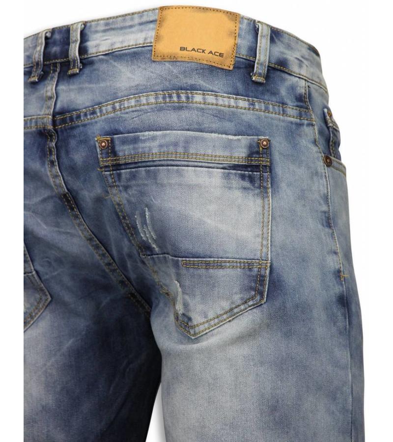 Black Ace Snygga shorts män - Korta jeansshorts herr - B079 - Blå