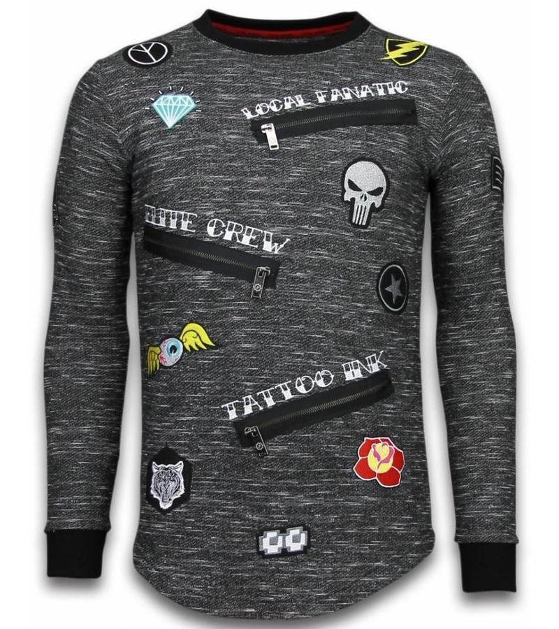Local Fanatic Longfit Patches Elite Crew - Tröjor Män - LF-102/2G -Grå