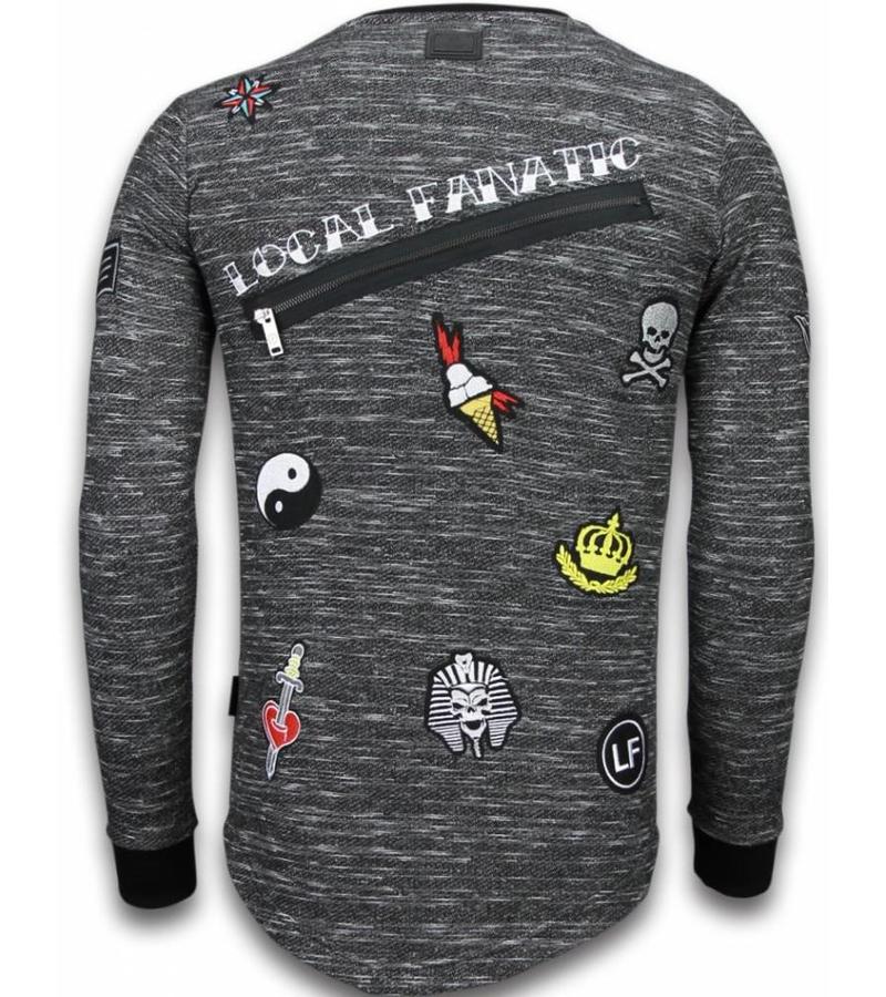 Local Fanatic Longfit Patches Elite Crew - Tröjor Män - LF-102/2G -Grå