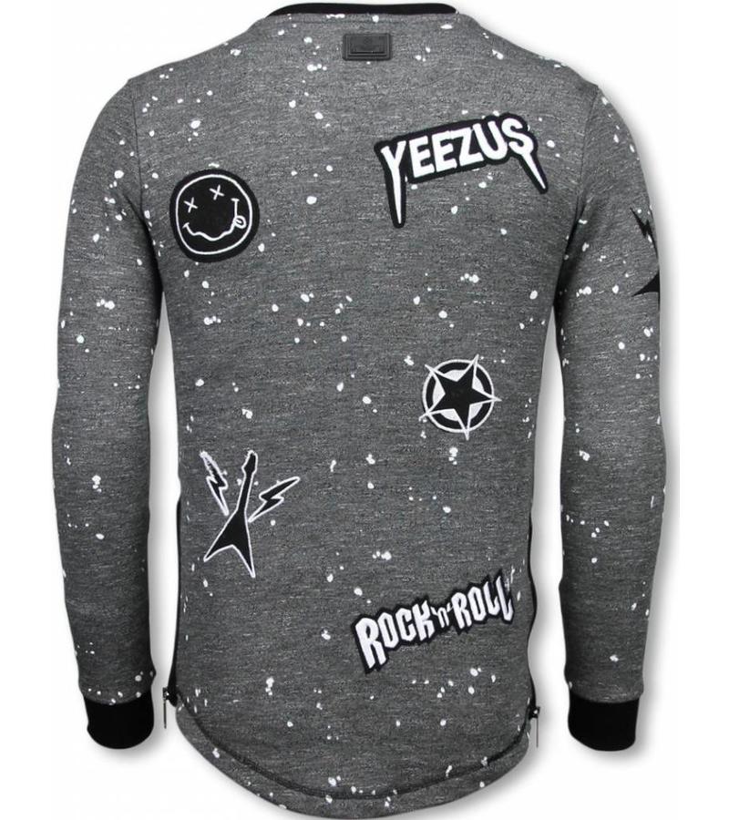 Local Fanatic Longfit Patches Rockstar -Herr  Sweater - LF-103/2A - Stenkol