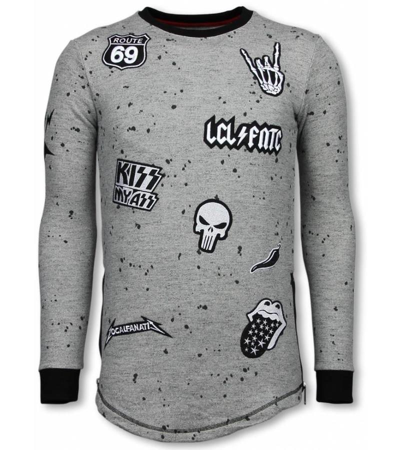 Local Fanatic Longfit Patches Rockstar - Sweater Herr - LF-103/2G - Grå