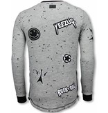 Local Fanatic Longfit Patches Rockstar - Sweater Herr - LF-103/2G - Grå Local Fanatic Longfit Patches Rockstar - Sweater Herr - LF-103/2G - Grå