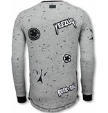 Local Fanatic Longfit Patches Rockstar - Sweater Herr - LF-103/2G - Grå