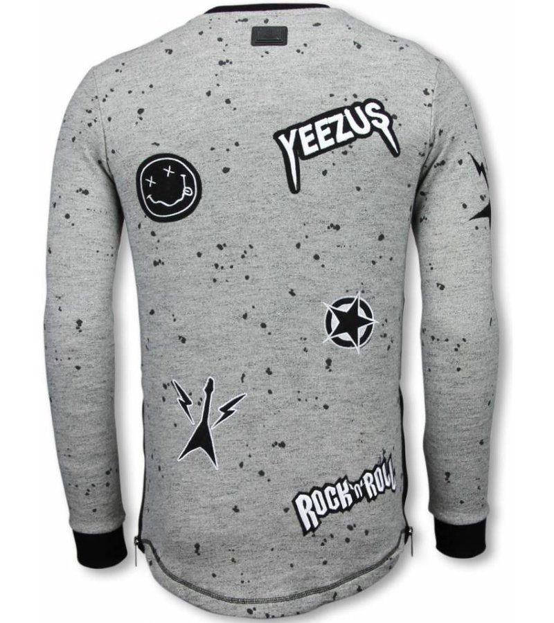 Local Fanatic Longfit Patches Rockstar - Sweater Herr - LF-103/2G - Grå