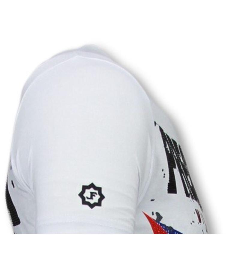 Local Fanatic Presidente Rhinestone - T Shirt Herr - 5900W - Vit