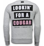 Local Fanatic Pink Panther Rhinestone Sweater - Herr Tröja - 5915G - Grå