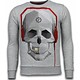 Skull Beat Rhinestone Sweater - Herr Tröja - 5916G - Grå