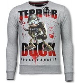 Local Fanatic Terror Duck  Rhinestone Sweater - Tröjor Män - 6173G - Grå