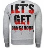 Local Fanatic Terror Duck  Rhinestone Sweater - Tröjor Män - 6173G - Grå