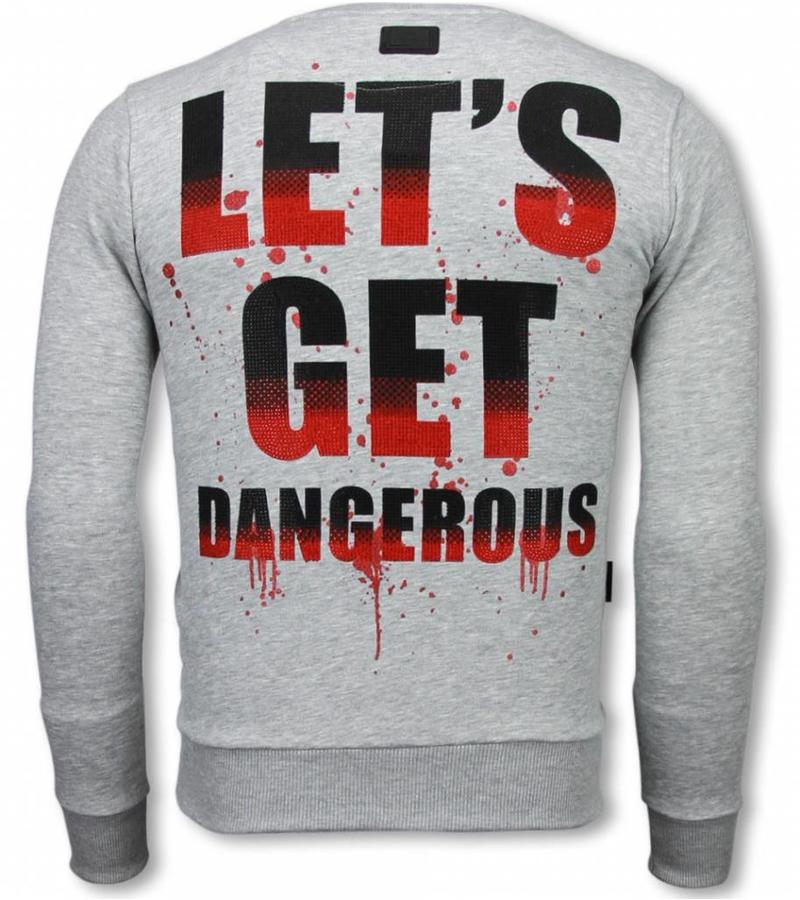 Local Fanatic Terror Duck  Rhinestone Sweater - Tröjor Män - 6173G - Grå