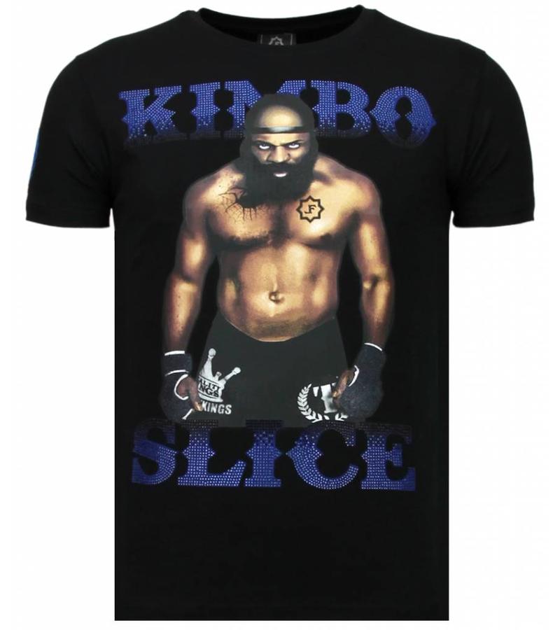 Local Fanatic Kimbo Slice Rhinestone - Man T shirt  - 5766Z- Svart