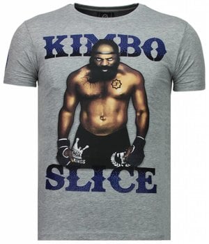 Local Fanatic Kimbo Slice Rhinestone - T Shirt Herr - 5766G- Grå