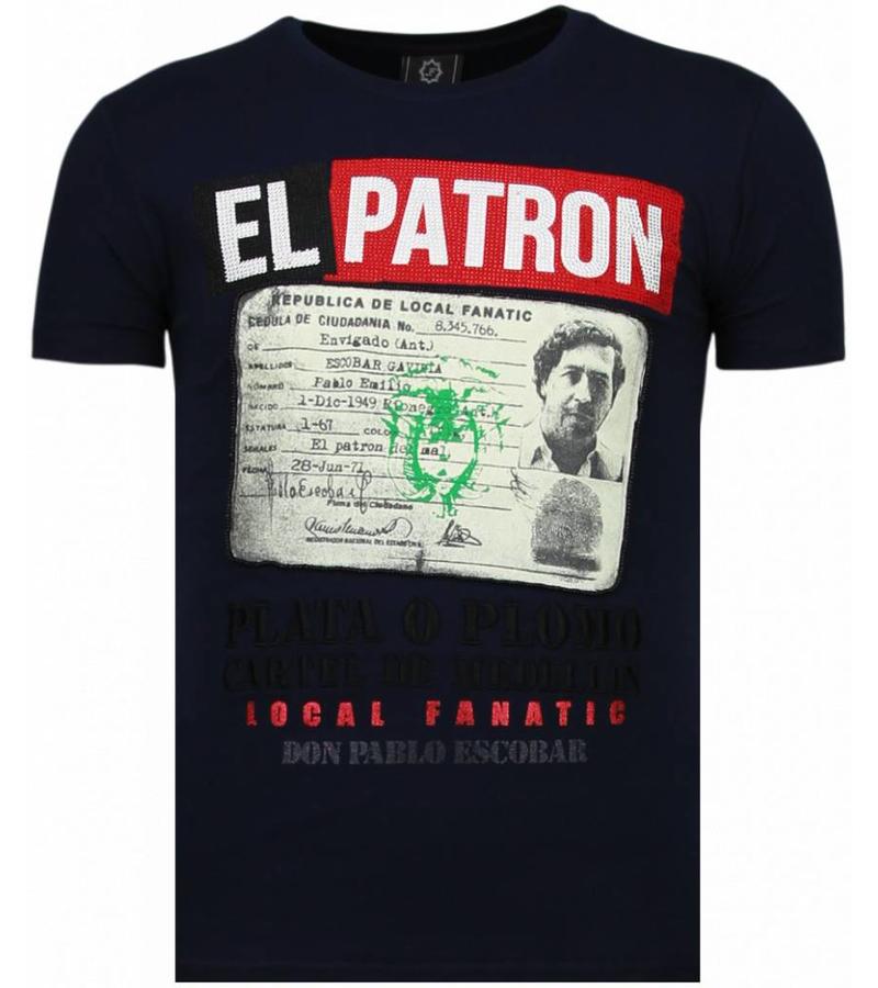 Local Fanatic El Patron Narcos Billionaire - T shirt Herr - 5783B - Blå