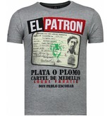 Local Fanatic El Patron Narcos Billionaire - T shirt Herr - 5783G - Grå