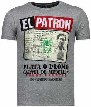 Local Fanatic El Patron Narcos Billionaire - T shirt Herr - 5783G - Grå