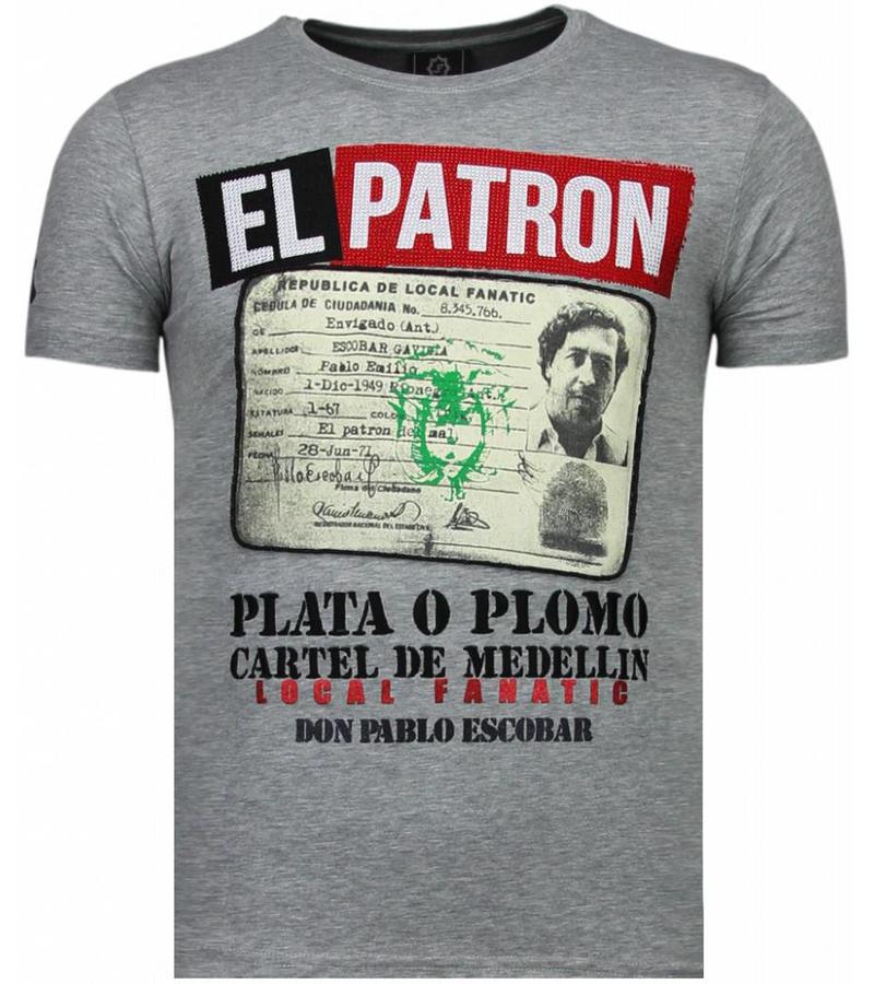 Local Fanatic El Patron Narcos Billionaire - T shirt Herr - 5783G - Grå