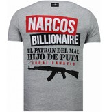 Local Fanatic El Patron Narcos Billionaire - T shirt Herr - 5783G - Grå