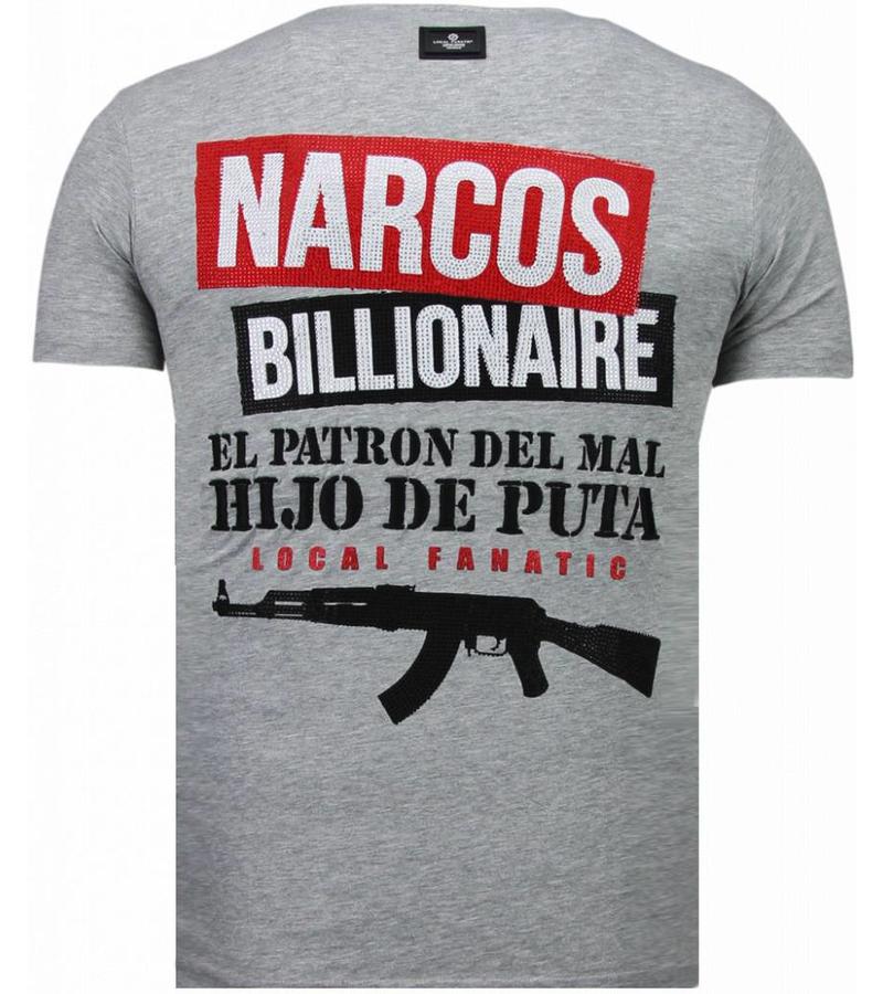 Local Fanatic El Patron Narcos Billionaire - T shirt Herr - 5783G - Grå