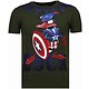 Captain Duck Rhinestone - T Shirt Herr - 6007G - Grön