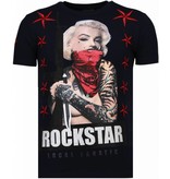 Local Fanatic Marilyn Rockstar Rhinestone - Man T Shirt - 6005B - Blå