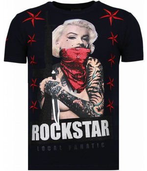 Local Fanatic Marilyn Rockstar Rhinestone - Man T Shirt - 6005B - Blå
