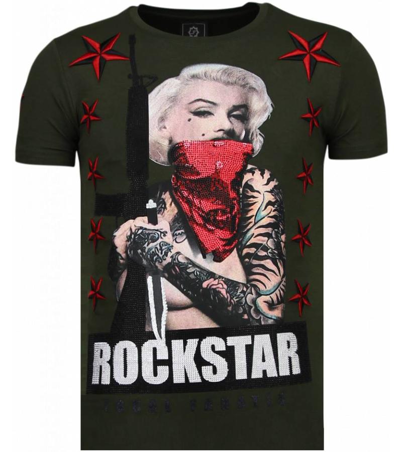 Local Fanatic Marilyn Rockstar Rhinestone - T Shirt Herr - 6005G - Grön