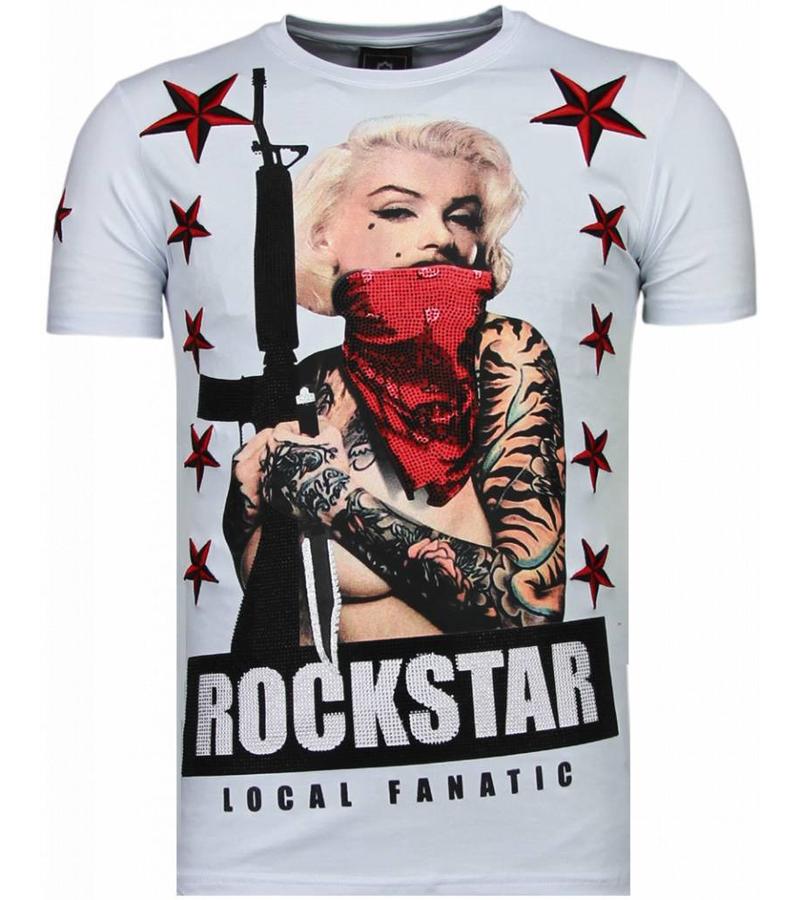 Local Fanatic Marilyn Rockstar Rhinestone - Herr T Shirt - 6005W - Vit