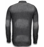 Bread & Buttons Mörk jeanss kjorta herr - Skjortor till män - 5340-5AG - Grå