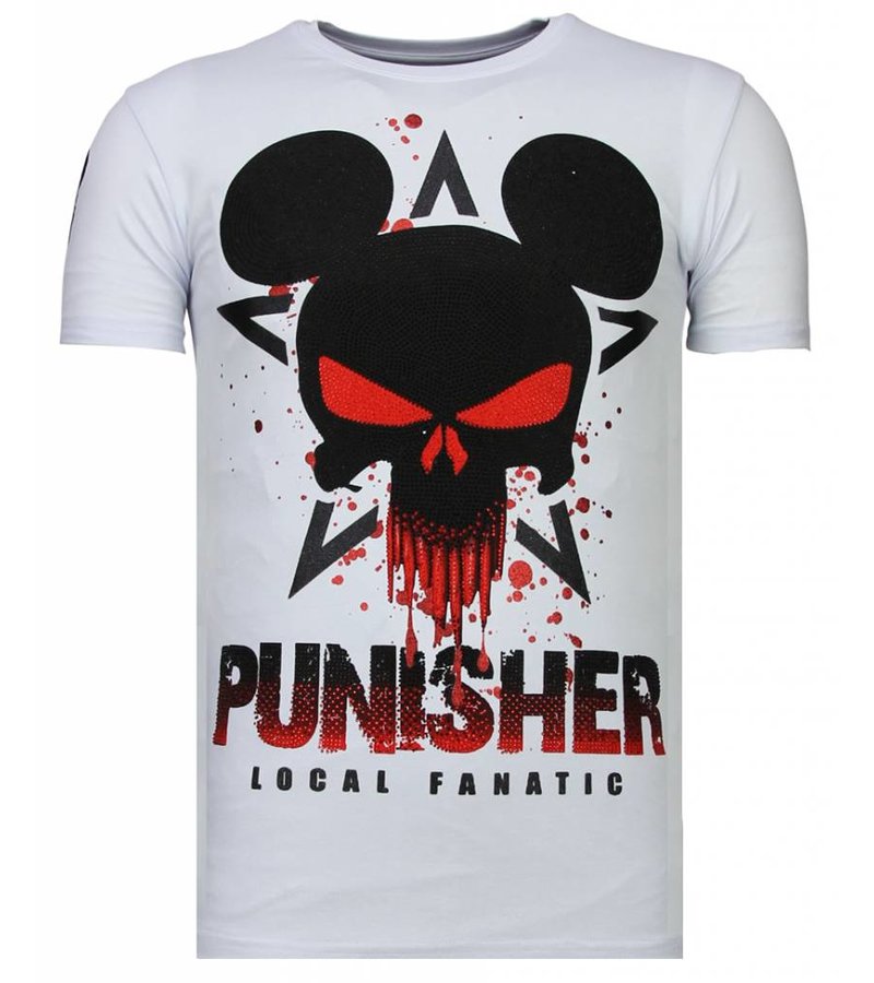 Local Fanatic Punisher Mickey Rhinestone - Man T shirt - 13-6208W - Vit