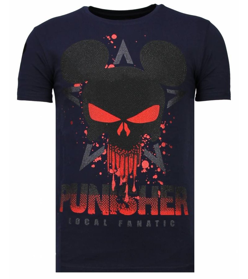 Local Fanatic Punisher Mickey Rhinestone - Herr T shirt - 13-6208N - Marinblå