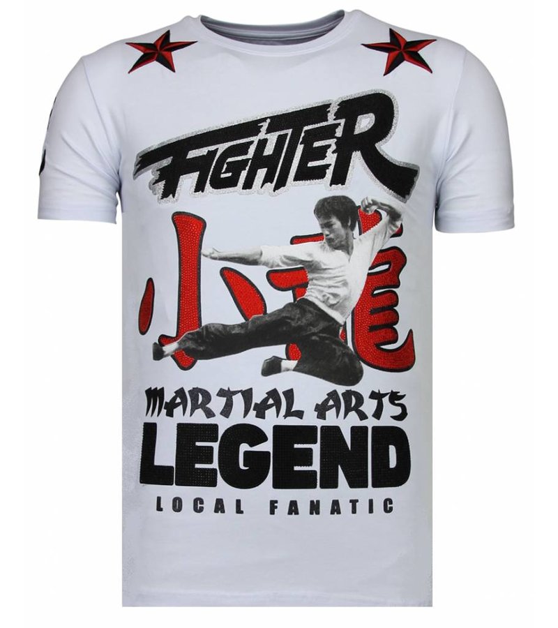 Local Fanatic Fighter Legend Rhinestone - Man T shirt  - 13-6211W - Vit