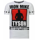 Local Fanatic Iron Mike Tyson Rhinestone - Man T Shirt  - 13-6212W - Vit Local Fanatic Iron Mike Tyson Rhinestone - Man T Shirt  - 13-6212W - Vit