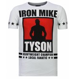 Local Fanatic Iron Mike Tyson Rhinestone - Man T Shirt  - 13-6212W - Vit