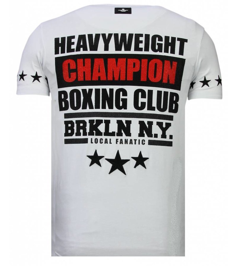 Local Fanatic Iron Mike Tyson Rhinestone - Man T Shirt  - 13-6212W - Vit