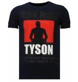 Local Fanatic Iron  Mike Tyson Rhinestone - Herr T shirt - Marinblå