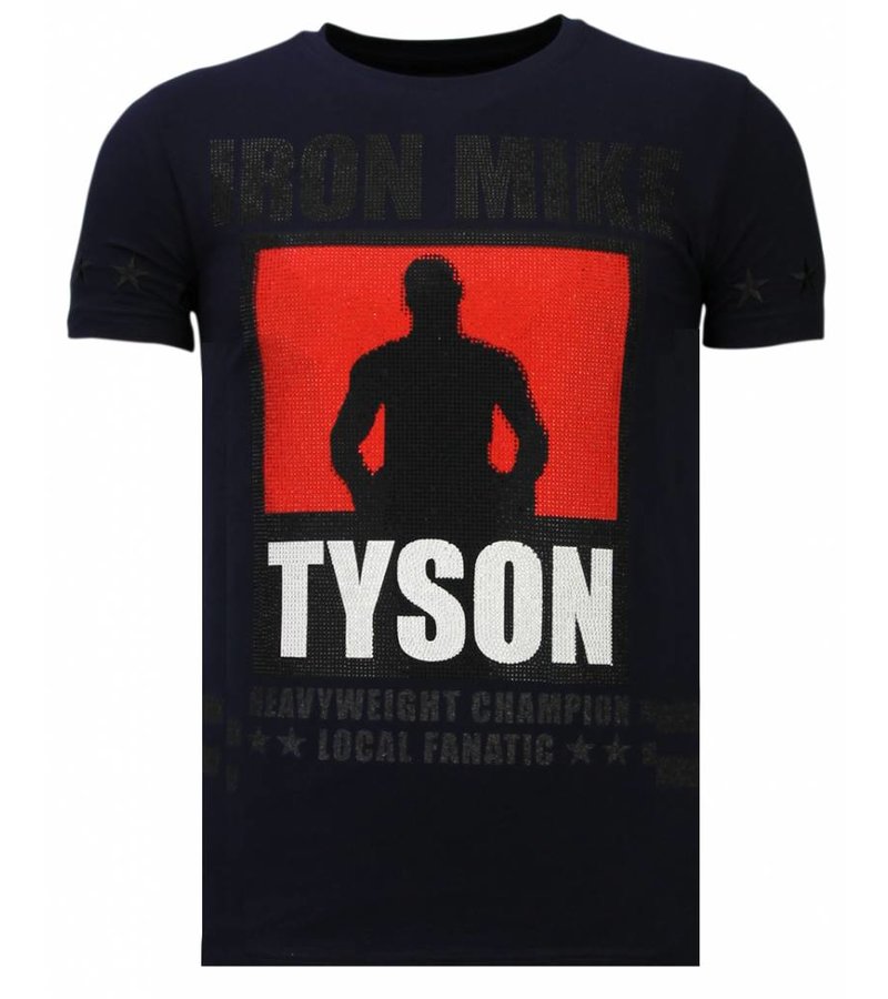 Local Fanatic Iron  Mike Tyson Rhinestone - Herr T shirt - Marinblå