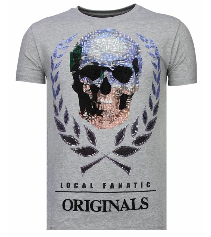 Local Fanatic Skull Originals Rhinestone - T shirt Herr - 13-6224G - Grå