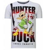 Local Fanatic Hunter Duck Rhinestone - Man T shirt - 13-6225W - Vit