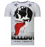 Local Fanatic Hellboy Rhinestone - Man T shirt - 13-6226W - Vit