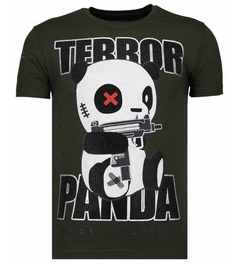 Local Fanatic Terror Panda Rhinestone - T Shirt Herr - 13-6227K - Khaki