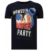 Local Fanatic Monster Party Rhinestone - Herr T Shirt - 13-6206N - Marinblå